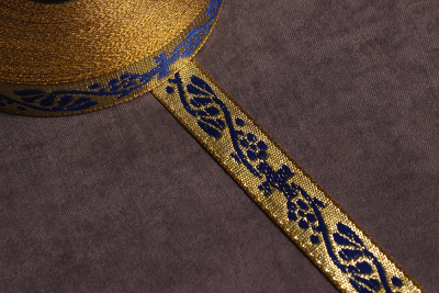 Галун 16мм Синий на золоте - изображение