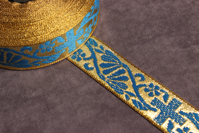 Галун 20мм Бирюза на золоте - изображение