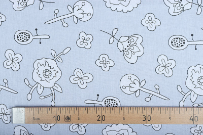 Поплин набивной 105 гр/м.кв. 220 Компаньон совята Серый - изображение