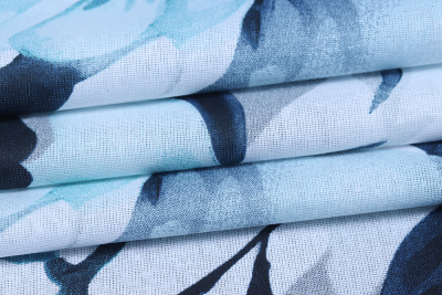 Бязь набивная 220 Голубые цветы на белом - изображение