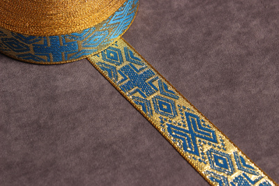 Галун 20мм Бирюза на золоте - изображение