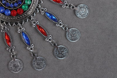 Этническое украшение 55*100мм подвеска m6933 Серебро - изображение