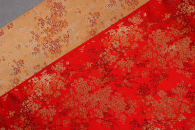 Шелк-жаккард цветы диагональ Красный - изображение