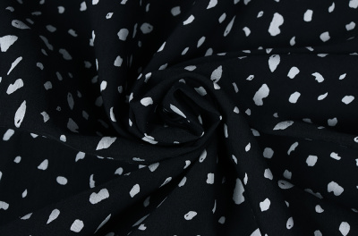 Ткань плательно-блузочная 16608 Пятна белые на черном - изображение
