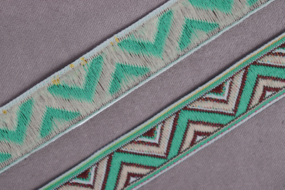 Лента 17мм жаккардовая 9503 Мятный/Бежевый/Черный - изображение