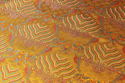 Шелк-жаккард волны Желтый - изображение