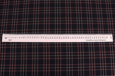 Клетка костюмная 24379 230 гр/м.кв. Т.синий/белый/красный - изображение
