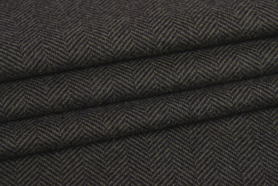 Трикотаж елочка 4200 Черный/хаки - изображение