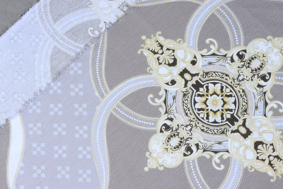 Сатин набивной 220 115 гр/м.кв. Абстракция Коричневый на бежевом - изображение