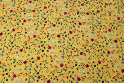 Ткань плательная 27934 Цветы на желтом - изображение