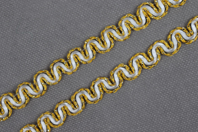 Тесьма 10мм Волна Золото/Белый 9404 - изображение