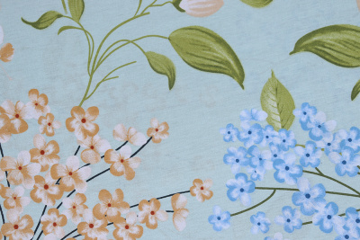 Поплин набивной 220 115гр/м.кв. Цветы на пыльно-мятном - изображение