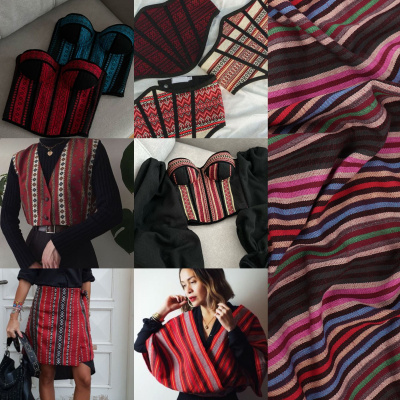 Гобелен 150 облегченный Бежевые,зеленые,розовые полосы - изображение