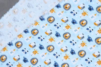 Фланель наб 90 Звери на голубом - изображение