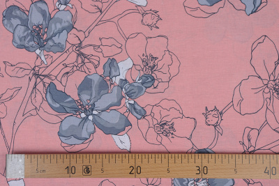 Бязь набивная 220 Ив 120 г/м.кв Сакура на пудровом - изображение