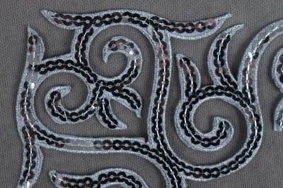 Термоаппликация с пайетками Орнамент Серебро 8567 - изображение