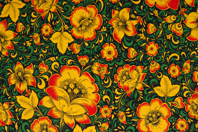 Бязь-универсал П13-150 ИВ Хохлома на черном - изображение