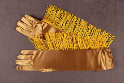 Перчатки атласные с бахромой Золото - изображение