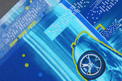 Бязь набивная 262 Ив 120 гр/м.кв. Ночная гонка - изображение
