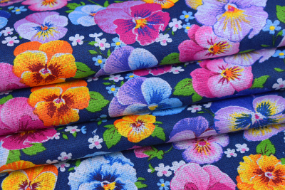 Бязь набивная 150 Комфорт Анютины глазки - изображение