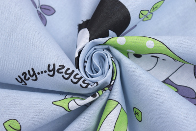 Бязь набивная 150 Ив 120 гр/м.кв. Совы на серо-голубом - изображение