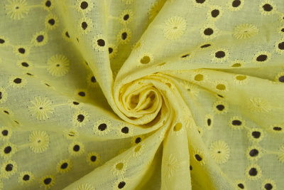 Хлопок вышивка Желтый - изображение