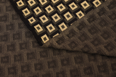 Трикотаж-жаккард ROYCE 54016 Квадраты Бежевый/хаки/черный - изображение