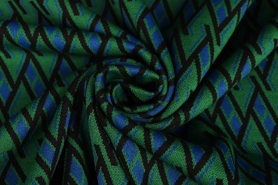 Трикотаж-жаккард ROYCE 54016 Зиг-заг Синий/зеленый/черный - изображение