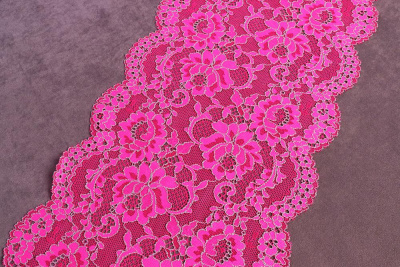Кружево 215мм эластичное  Яр.Розовый RE00456 - изображение