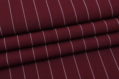 Ткань костюмная полоска Винный - изображение