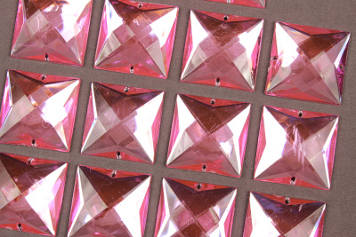 Стразы пришивные 30*30мм квадрат Розовый - изображение