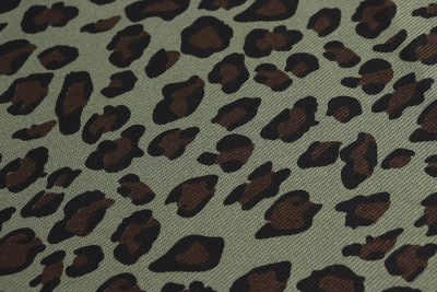 Деним твил 11446 290гр/м.кв.Леопард Коричневый/черный на хаки - изображение