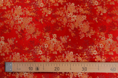 Шелк-жаккард цветы диагональ Красный - изображение