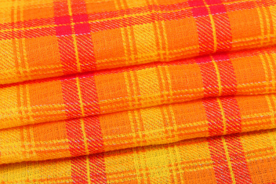 Полотно вафельное Клетка Оранжевый - изображение