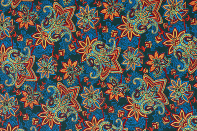 Бязь-универсал П13-150 ИВ Огурцы и цветы на морской волне - изображение