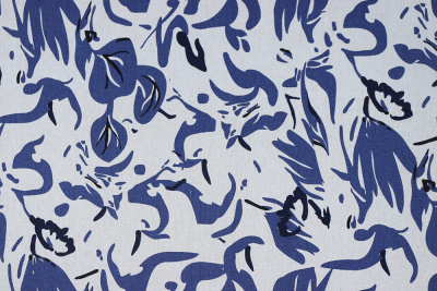 Лен принт 10011 Абстракция Молочный/синий - изображение