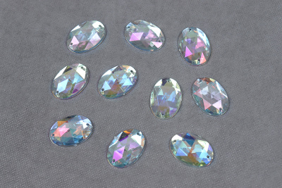 Стразы пришивные 18*25мм пластик овал Кристалл АВ - изображение