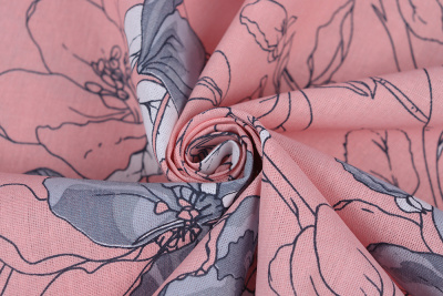 Бязь набивная 220 Ив 120 г/м.кв Сакура на пудровом - изображение