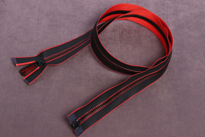 Молния водоотталкивающая 80см Т5 разъемная трактор Красный/Черный - изображение