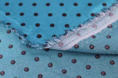 Атлас Черный горох 4мм. На Бирюзовом - изображение