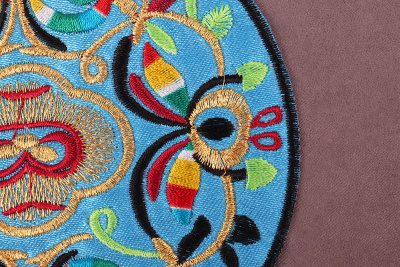 Термоаппликация круг 130мм Голубой/черный/красный 7331 - изображение