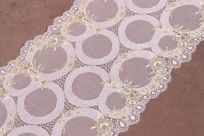 Кружево 240мм эластичное Белый/желтый - изображение