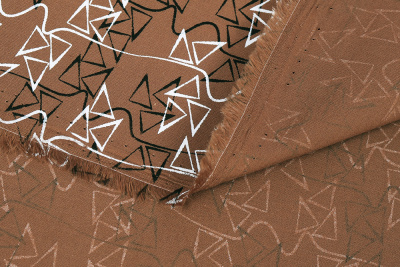 Батист 8076/04 90гр/м.кв. Геометрия на коричневом - изображение