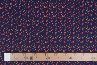 Ситец 80 набивной Цветы на т.синем - изображение