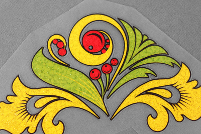 Термотрансфер 110*55мм Хохлома Вензель цветной - изображение