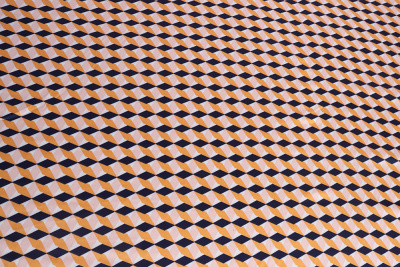 Шелк-атлас набивной 018-50 90гр/м.кв. Геометрия Желтый - изображение