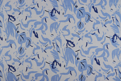 Лен принт 10011 Абстракция Молочный/голубой - изображение