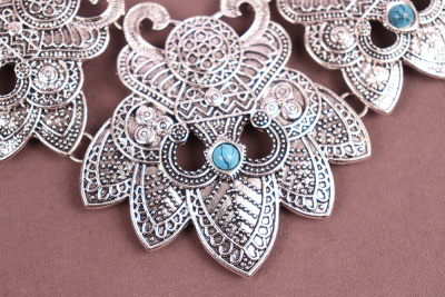 Комплект этнических украшений №118 Античное серебро/Бирюза - изображение