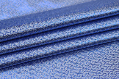 Парча монгольская греческий рисунок Бело-синий - изображение