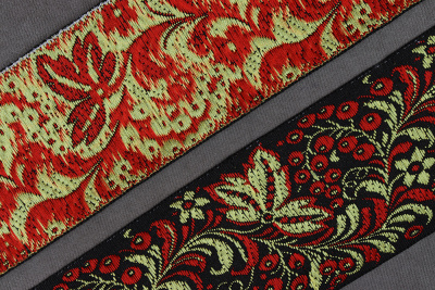 Лента 50мм жаккардовая 9520 Черный/красный/желтый - изображение